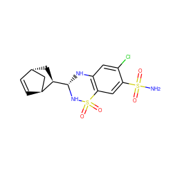 NS(=O)(=O)c1cc2c(cc1Cl)N[C@@H]([C@@H]1C[C@H]3C=C[C@H]1C3)NS2(=O)=O ZINC000100036900