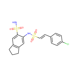 NS(=O)(=O)c1cc2c(cc1NS(=O)(=O)/C=C/c1ccc(Cl)cc1)CCC2 ZINC000147618661