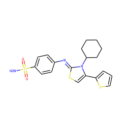 NS(=O)(=O)c1ccc(/N=c2\scc(-c3cccs3)n2C2CCCCC2)cc1 ZINC000473107697