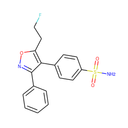 NS(=O)(=O)c1ccc(-c2c(-c3ccccc3)noc2CCF)cc1 ZINC000028526327