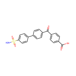 NS(=O)(=O)c1ccc(-c2ccc(C(=O)c3ccc(C(=O)O)cc3)cc2)cc1 ZINC000473147537