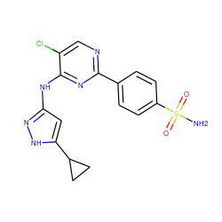 NS(=O)(=O)c1ccc(-c2ncc(Cl)c(Nc3cc(C4CC4)[nH]n3)n2)cc1 ZINC000200106598