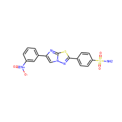 NS(=O)(=O)c1ccc(-c2nn3cc(-c4cccc([N+](=O)[O-])c4)nc3s2)cc1 ZINC001772635876