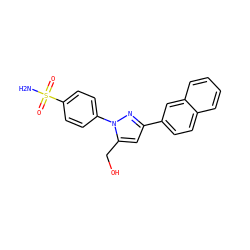 NS(=O)(=O)c1ccc(-n2nc(-c3ccc4ccccc4c3)cc2CO)cc1 ZINC000095590231