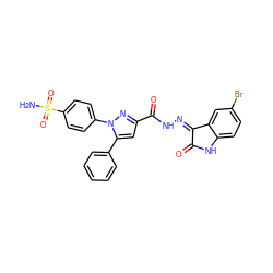 NS(=O)(=O)c1ccc(-n2nc(C(=O)NN=C3C(=O)Nc4ccc(Br)cc43)cc2-c2ccccc2)cc1 ZINC000473166258