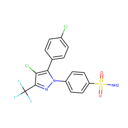 NS(=O)(=O)c1ccc(-n2nc(C(F)(F)F)c(Cl)c2-c2ccc(Cl)cc2)cc1 ZINC000013761849