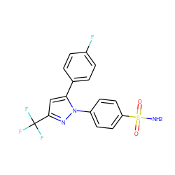 NS(=O)(=O)c1ccc(-n2nc(C(F)(F)F)cc2-c2ccc(F)cc2)cc1 ZINC000003814698