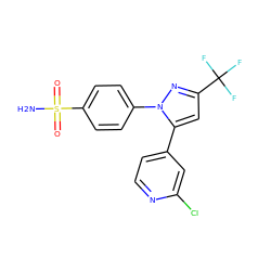 NS(=O)(=O)c1ccc(-n2nc(C(F)(F)F)cc2-c2ccnc(Cl)c2)cc1 ZINC000040835523