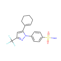 NS(=O)(=O)c1ccc(-n2nc(C(F)(F)F)cc2C2=CCCCC2)cc1 ZINC000003814693