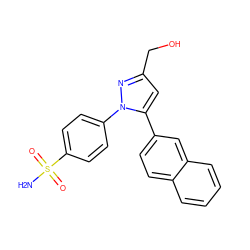 NS(=O)(=O)c1ccc(-n2nc(CO)cc2-c2ccc3ccccc3c2)cc1 ZINC000095586227