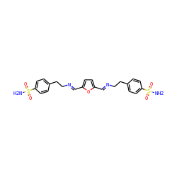 NS(=O)(=O)c1ccc(CC/N=C/c2ccc(/C=N/CCc3ccc(S(N)(=O)=O)cc3)o2)cc1 ZINC001772576750