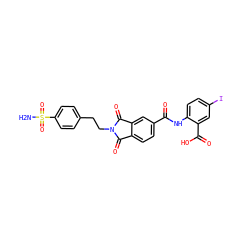 NS(=O)(=O)c1ccc(CCN2C(=O)c3ccc(C(=O)Nc4ccc(I)cc4C(=O)O)cc3C2=O)cc1 ZINC001772644257