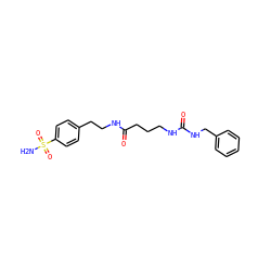 NS(=O)(=O)c1ccc(CCNC(=O)CCCNC(=O)NCc2ccccc2)cc1 ZINC000299820231