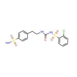 NS(=O)(=O)c1ccc(CCNC(=O)NS(=O)(=O)c2ccccc2Cl)cc1 ZINC000299836220