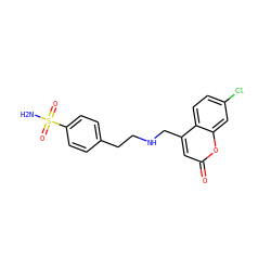 NS(=O)(=O)c1ccc(CCNCc2cc(=O)oc3cc(Cl)ccc23)cc1 ZINC000027739731