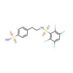 NS(=O)(=O)c1ccc(CCNS(=O)(=O)c2c(F)c(F)cc(F)c2F)cc1 ZINC000013561063