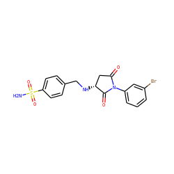 NS(=O)(=O)c1ccc(CN[C@@H]2CC(=O)N(c3cccc(Br)c3)C2=O)cc1 ZINC000019733283