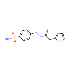 NS(=O)(=O)c1ccc(CNC(=O)Cc2cccs2)cc1 ZINC000000068301