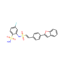 NS(=O)(=O)c1ccc(F)cc1NS(=O)(=O)/C=C/c1ccc(-c2cc3ccccc3o2)cc1 ZINC000143778984