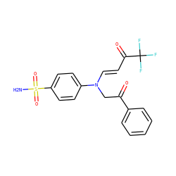 NS(=O)(=O)c1ccc(N(/C=C/C(=O)C(F)(F)F)CC(=O)c2ccccc2)cc1 ZINC000148647043