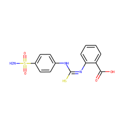 NS(=O)(=O)c1ccc(N/C(S)=N\c2ccccc2C(=O)O)cc1 ZINC000005740940