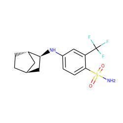 NS(=O)(=O)c1ccc(N[C@H]2C[C@H]3CC[C@H]2C3)cc1C(F)(F)F ZINC000673697739