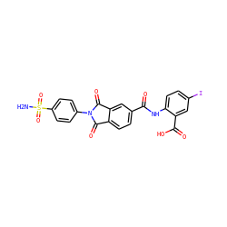 NS(=O)(=O)c1ccc(N2C(=O)c3ccc(C(=O)Nc4ccc(I)cc4C(=O)O)cc3C2=O)cc1 ZINC001772573790