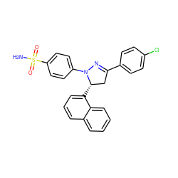 NS(=O)(=O)c1ccc(N2N=C(c3ccc(Cl)cc3)C[C@@H]2c2cccc3ccccc23)cc1 ZINC000473113889