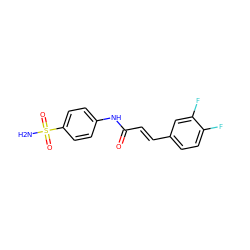 NS(=O)(=O)c1ccc(NC(=O)/C=C/c2ccc(F)c(F)c2)cc1 ZINC000492829042