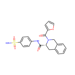 NS(=O)(=O)c1ccc(NC(=O)[C@H]2Cc3ccccc3CN2C(=O)c2ccco2)cc1 ZINC000009128125