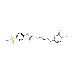 NS(=O)(=O)c1ccc(NC(=O)CCCCCNc2ccn(O)c(=O)n2)cc1 ZINC000049045737