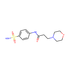 NS(=O)(=O)c1ccc(NC(=O)CCN2CCOCC2)cc1 ZINC000028353343
