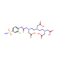 NS(=O)(=O)c1ccc(NC(=O)CN(CCN(CCN(CC(=O)O)CC(=O)O)CC(=O)O)CC(=O)O)c(Cl)c1 ZINC000029230900