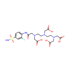 NS(=O)(=O)c1ccc(NC(=O)CN(CCN(CCN(CC(=O)O)CC(=O)O)CC(=O)O)CC(=O)O)c(F)c1 ZINC000029230905