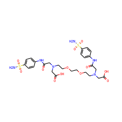 NS(=O)(=O)c1ccc(NC(=O)CN(CCOCCOCCN(CC(=O)O)CC(=O)Nc2ccc(S(N)(=O)=O)cc2)CC(=O)O)cc1 ZINC000029250253