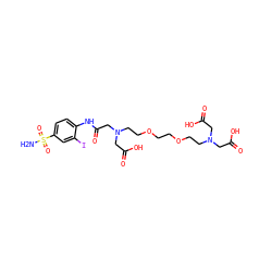 NS(=O)(=O)c1ccc(NC(=O)CN(CCOCCOCCN(CC(=O)O)CC(=O)O)CC(=O)O)c(I)c1 ZINC000029239379
