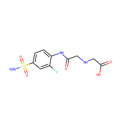 NS(=O)(=O)c1ccc(NC(=O)CNCC(=O)O)c(F)c1 ZINC000013472885