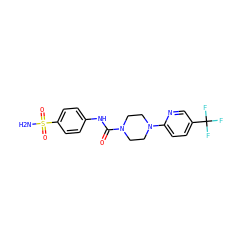 NS(=O)(=O)c1ccc(NC(=O)N2CCN(c3ccc(C(F)(F)F)cn3)CC2)cc1 ZINC000018174495