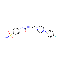 NS(=O)(=O)c1ccc(NC(=O)NCCN2CCN(c3ccc(F)cc3)CC2)cc1 ZINC000503236675