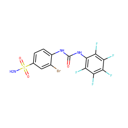 NS(=O)(=O)c1ccc(NC(=O)Nc2c(F)c(F)c(F)c(F)c2F)c(Br)c1 ZINC000013561073