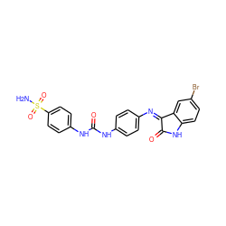 NS(=O)(=O)c1ccc(NC(=O)Nc2ccc(N=C3C(=O)Nc4ccc(Br)cc43)cc2)cc1 ZINC000653693432