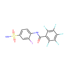 NS(=O)(=O)c1ccc(NC(=O)c2c(F)c(F)c(F)c(F)c2F)c(I)c1 ZINC000013835317