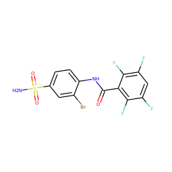 NS(=O)(=O)c1ccc(NC(=O)c2c(F)c(F)cc(F)c2F)c(Br)c1 ZINC000013561057