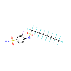 NS(=O)(=O)c1ccc(NS(=O)(=O)C(F)(F)C(F)(F)C(F)(F)C(F)(F)C(F)(F)C(F)(F)C(F)(F)C(F)(F)F)c(I)c1 ZINC000095543830