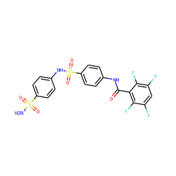 NS(=O)(=O)c1ccc(NS(=O)(=O)c2ccc(NC(=O)c3c(F)c(F)cc(F)c3F)cc2)cc1 ZINC000013561060