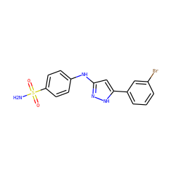 NS(=O)(=O)c1ccc(Nc2cc(-c3cccc(Br)c3)[nH]n2)cc1 ZINC000013538159