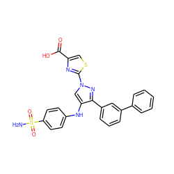 NS(=O)(=O)c1ccc(Nc2cn(-c3nc(C(=O)O)cs3)nc2-c2cccc(-c3ccccc3)c2)cc1 ZINC001772580672