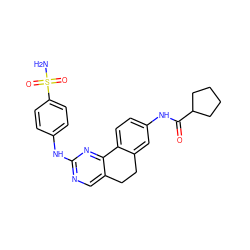 NS(=O)(=O)c1ccc(Nc2ncc3c(n2)-c2ccc(NC(=O)C4CCCC4)cc2CC3)cc1 ZINC000049036405