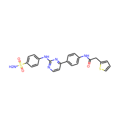 NS(=O)(=O)c1ccc(Nc2nccc(-c3ccc(NC(=O)Cc4cccs4)cc3)n2)cc1 ZINC000034643273