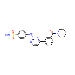 NS(=O)(=O)c1ccc(Nc2nccc(-c3cccc(C(=O)N4CCCCC4)c3)n2)cc1 ZINC000095580584